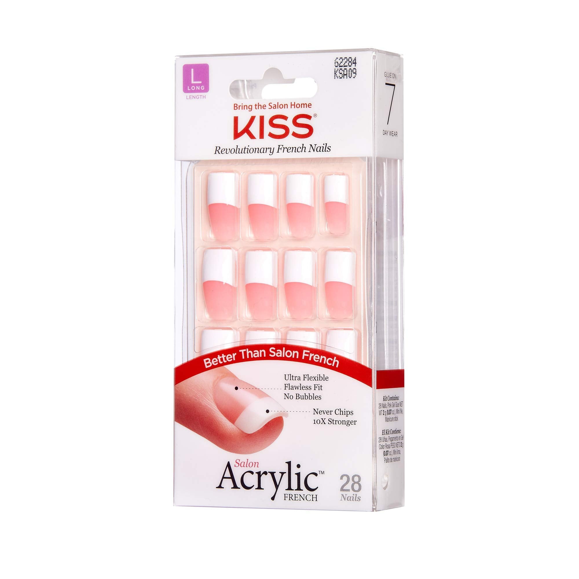Kiss Salon Acrylic French Kit Team Player long nail set contents