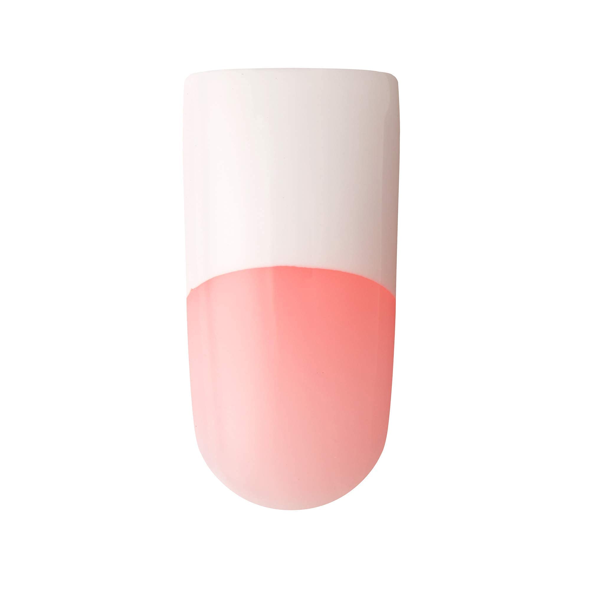 Detailed view of the French manicure finish on Kiss acrylic nails