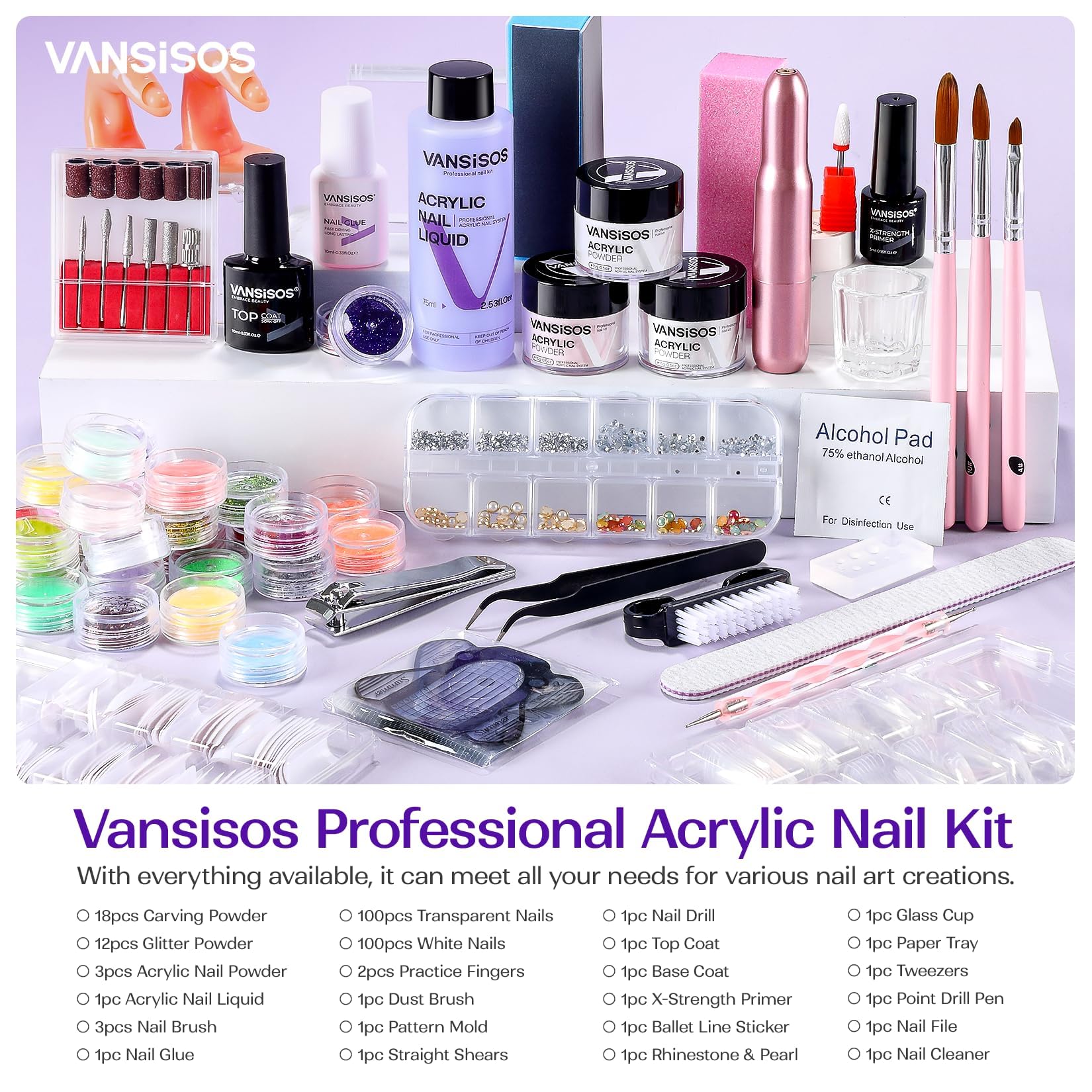 Coscelia nail art set featuring acrylic powder and monomer liquid