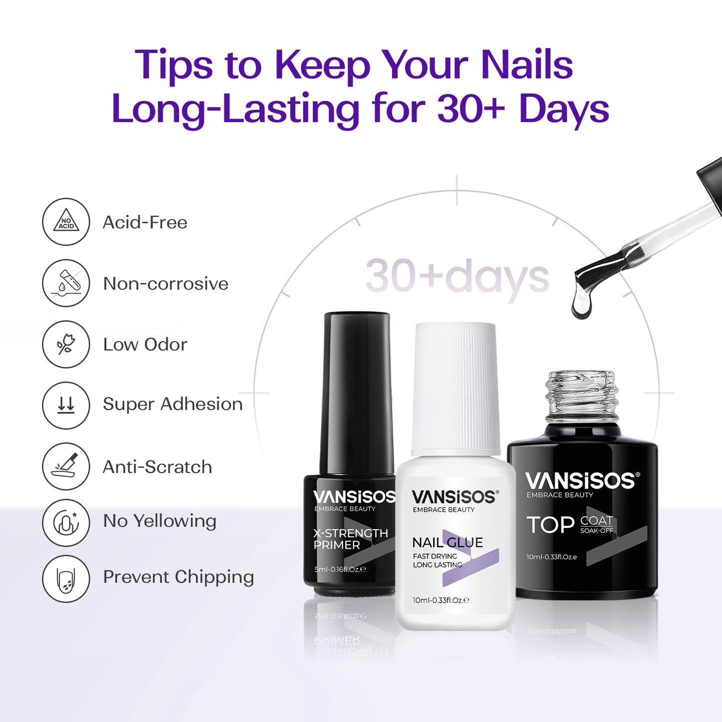 Close up of acrylic monomer and powder bottles for nail extensions