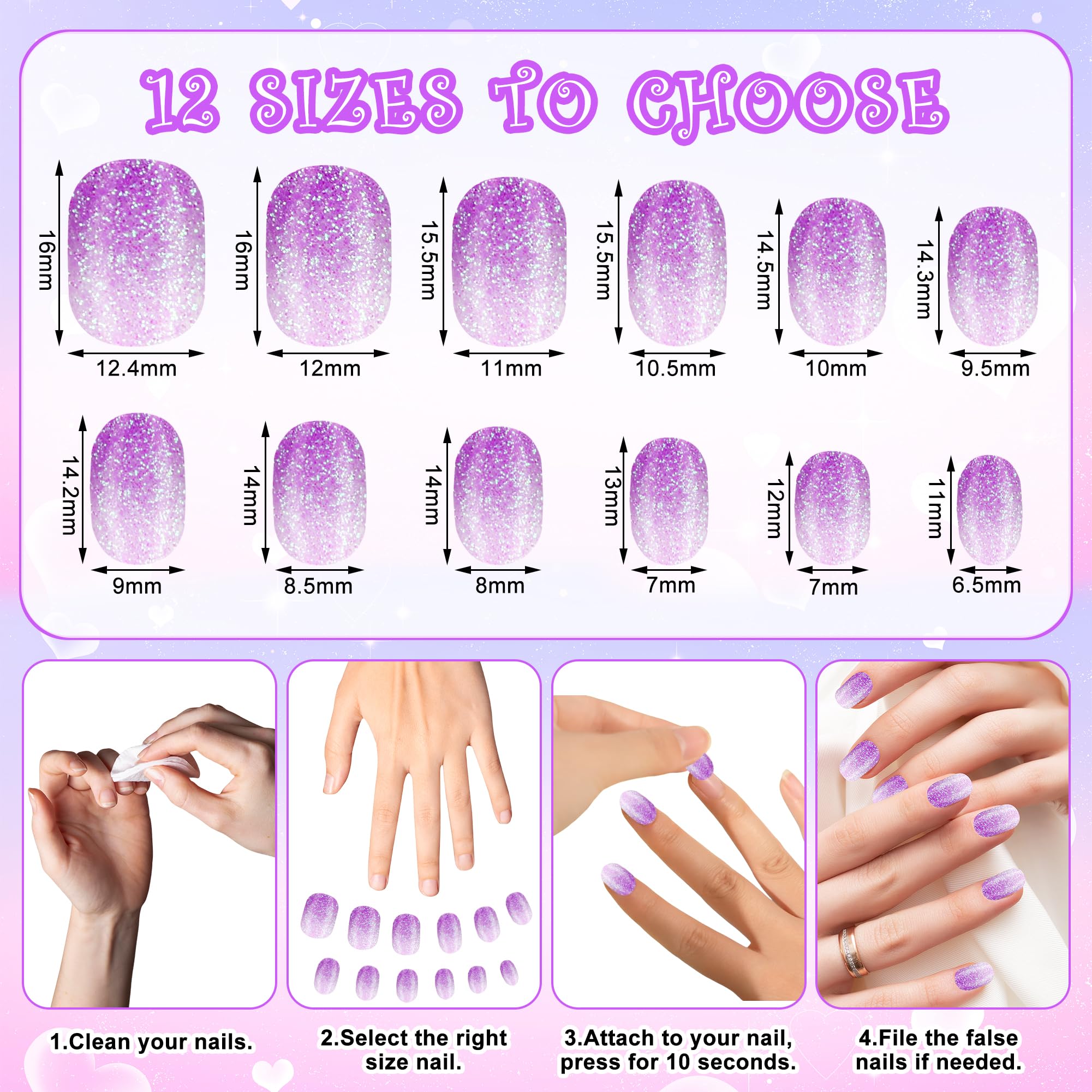 Top down view of assorted pastel kids press on nails