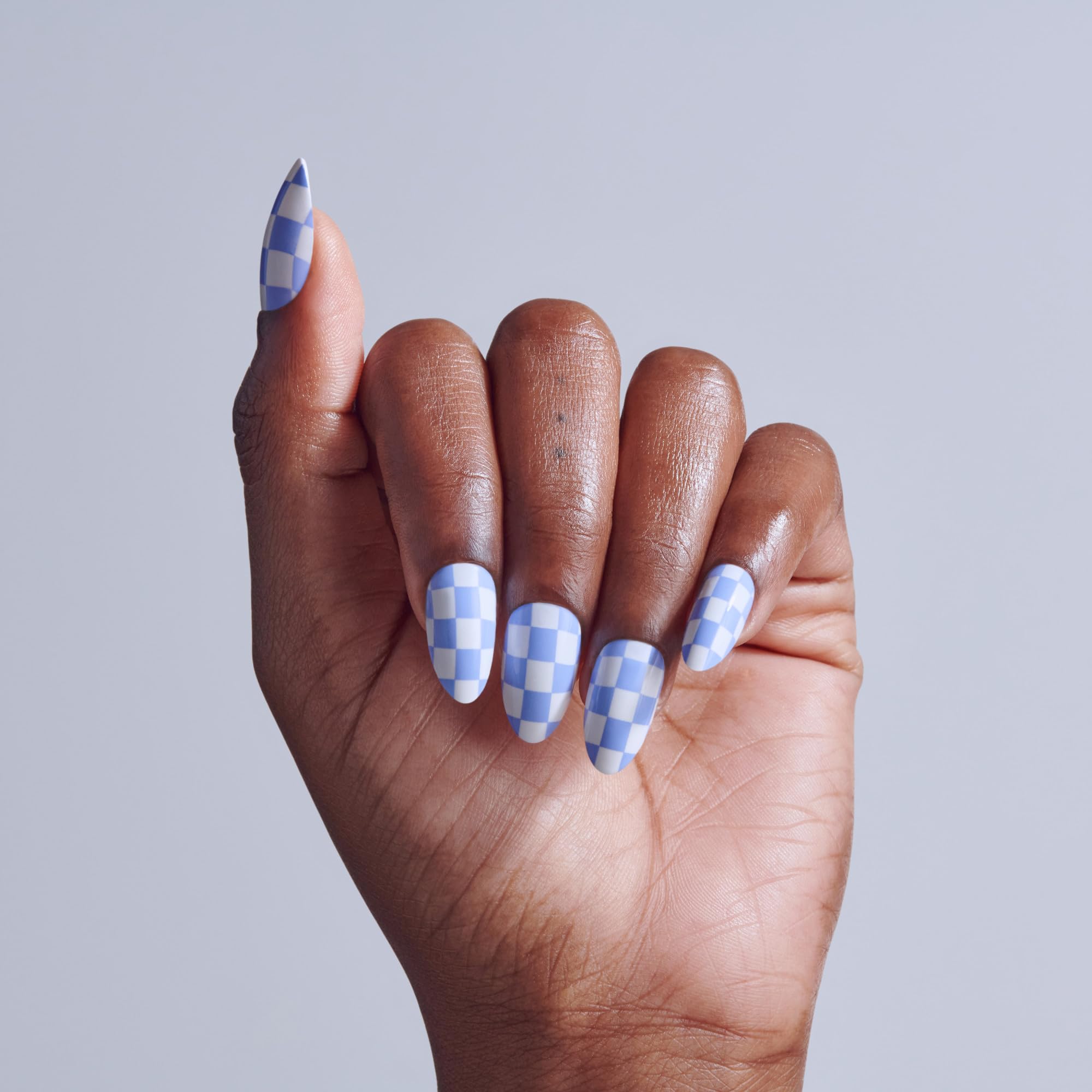 Kiss Core blue almond press on nails packaging details