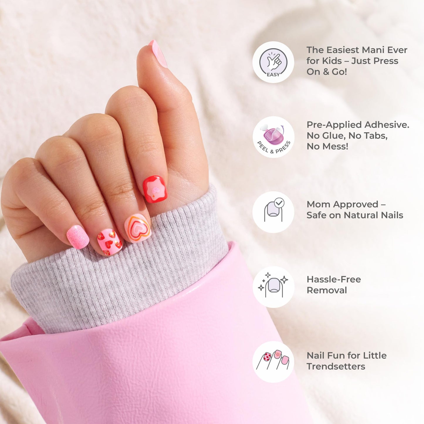 Instructions for applying KISS imPRESS kids nails