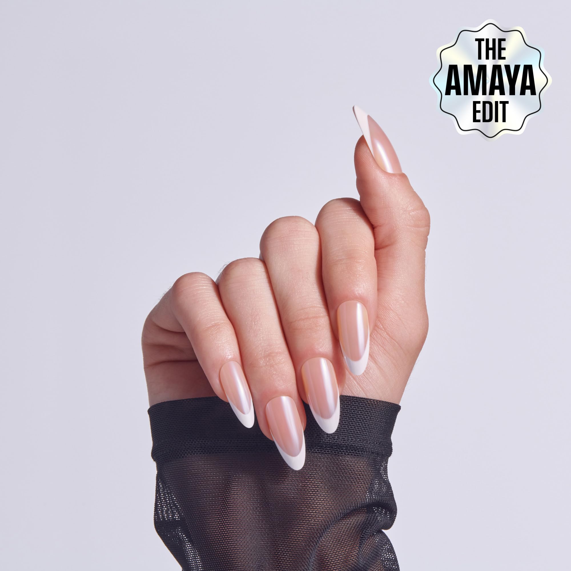 Kiss Core French tip long almond nails packaging