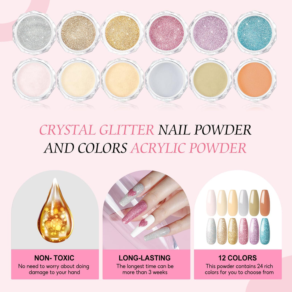 Peacecolor acrylic powder jars in clear pink and white