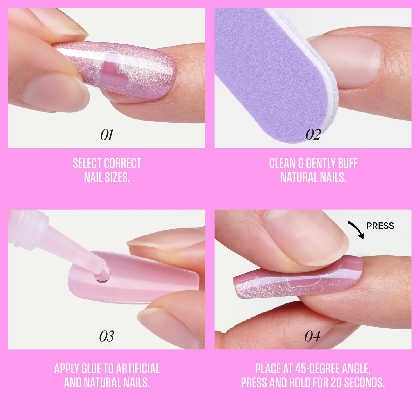 Glossy finish detail of One N Only press on nails