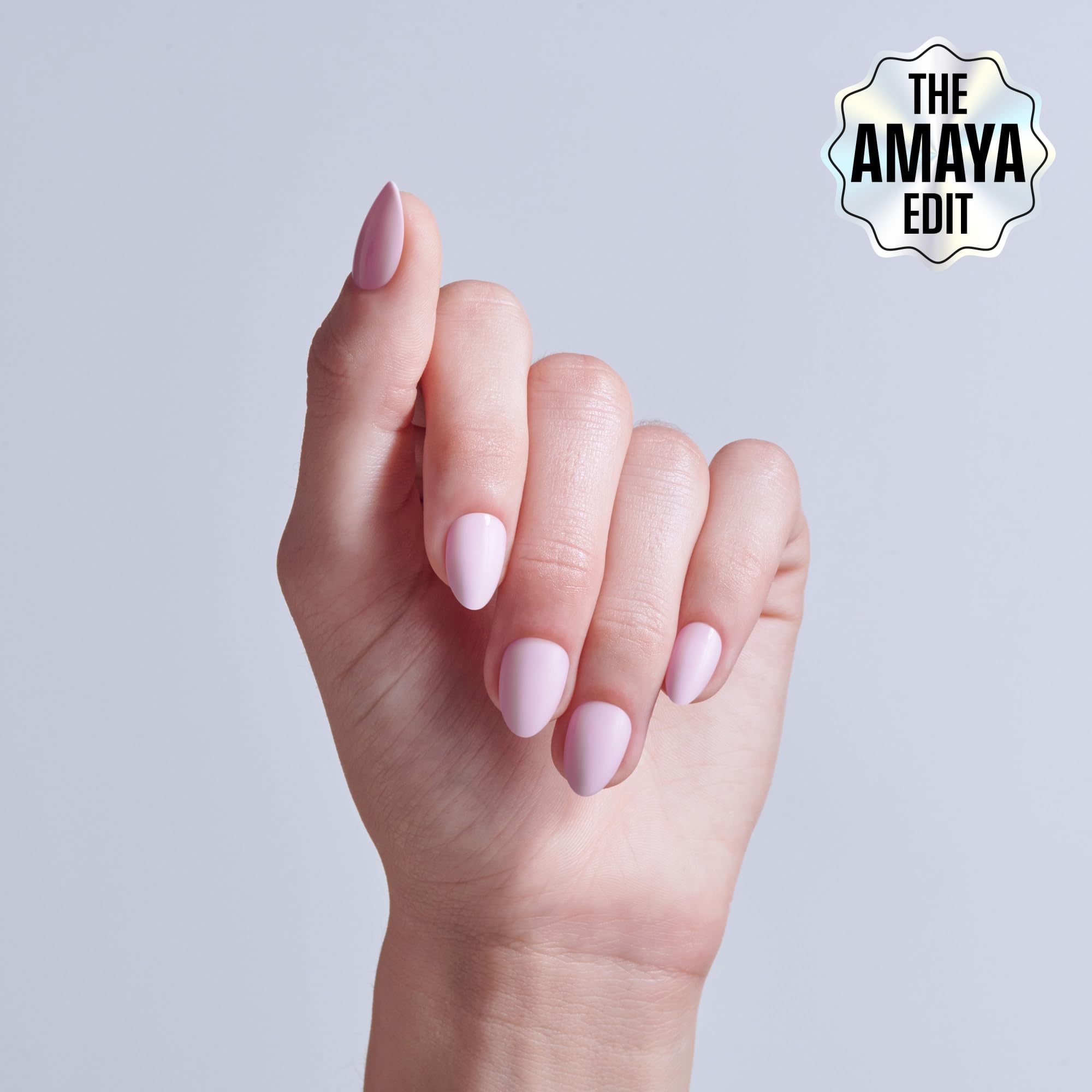 Kiss Core Euphonious short almond pink nails set components