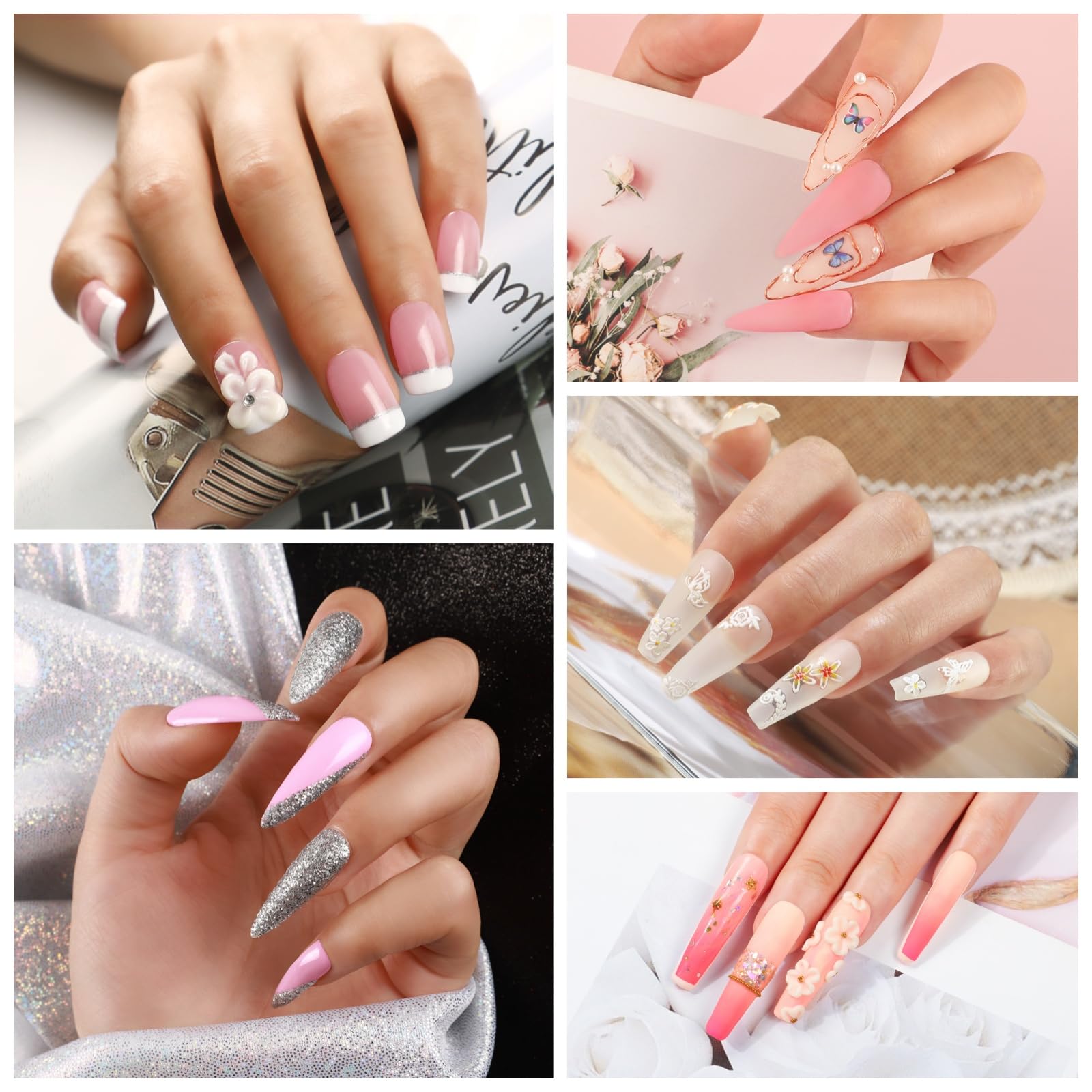 Coscelia starter nail set with glitter powders and rhinestones