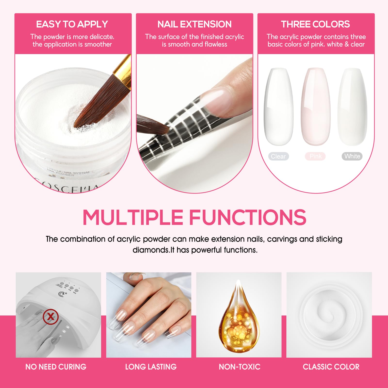 Acrylic nail powder and decoration set by Coscelia