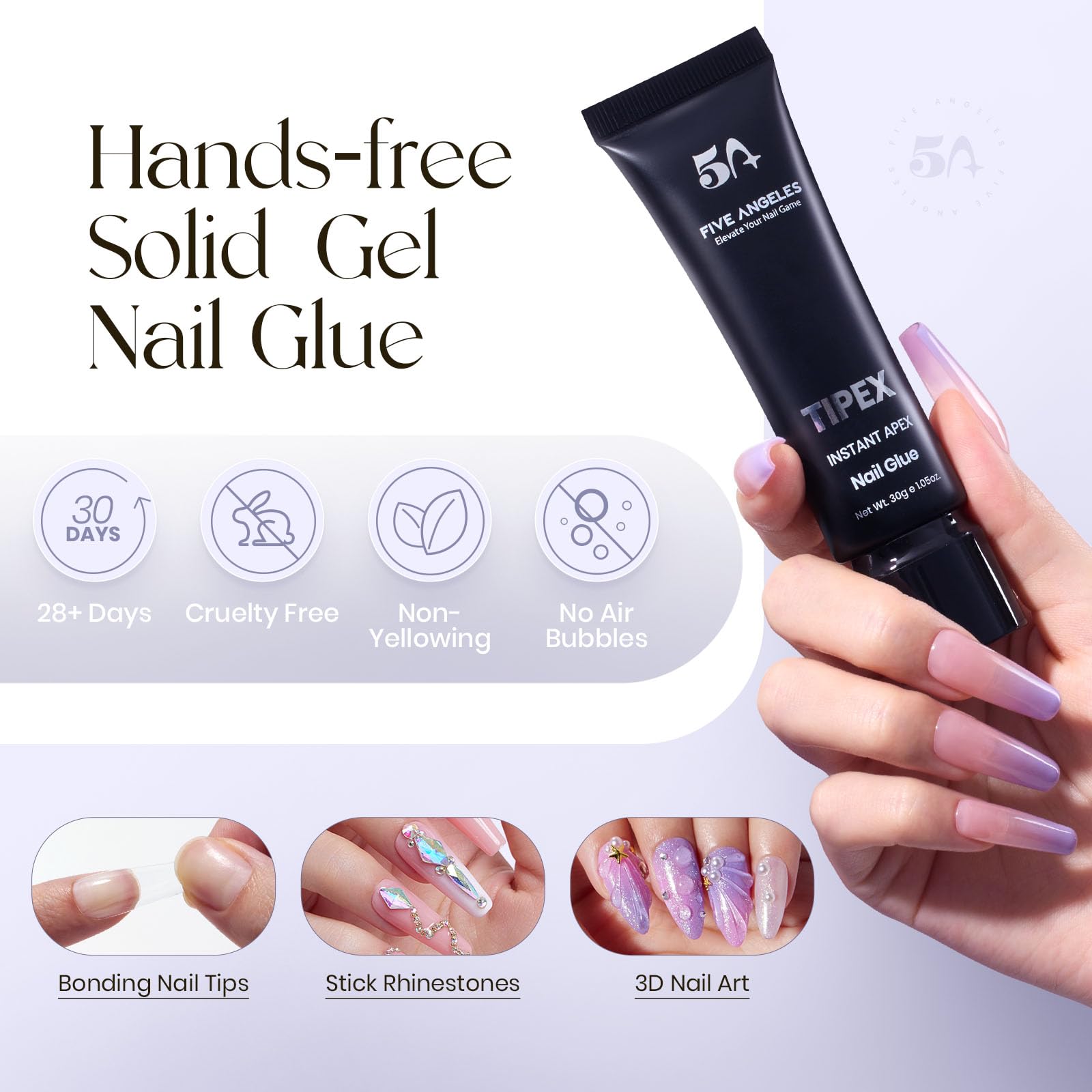 Side profile view showing sculpted apex of Tipex nail tips
