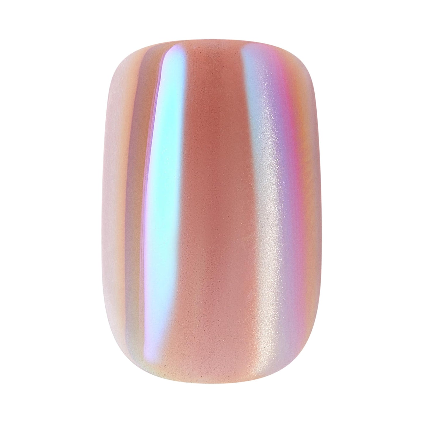 Detailed view of chrome velvet finish on Kiss press on nails