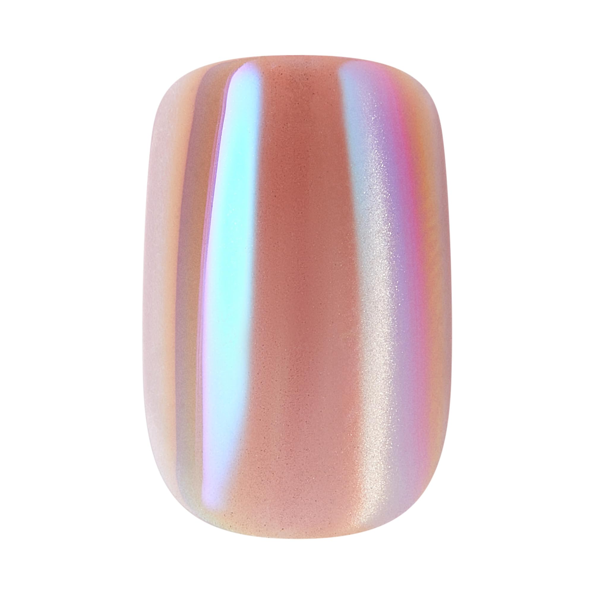 Detailed view of chrome velvet finish on Kiss press on nails