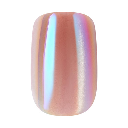 Detailed view of chrome velvet finish on Kiss press on nails