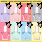 Star shaped colorful water based peelable nail polish bottles