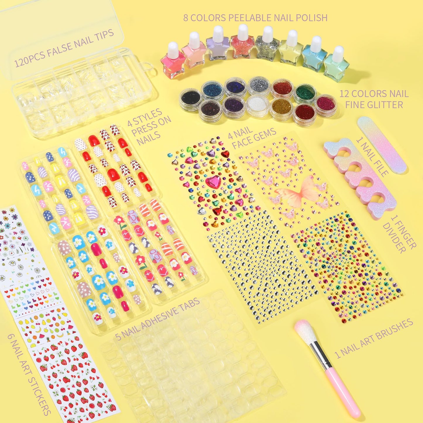 Educational DIY nail art tools for girls included in the kit