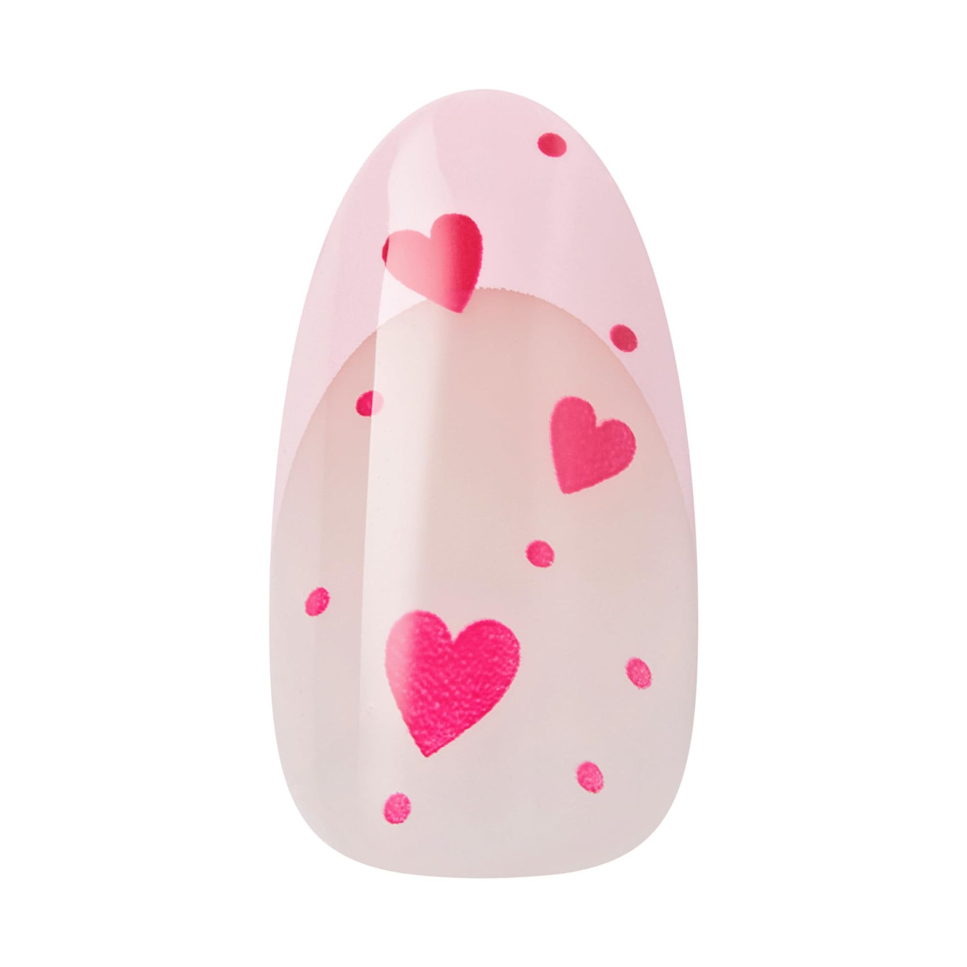 Top view of medium length almond press on nails on model hands
