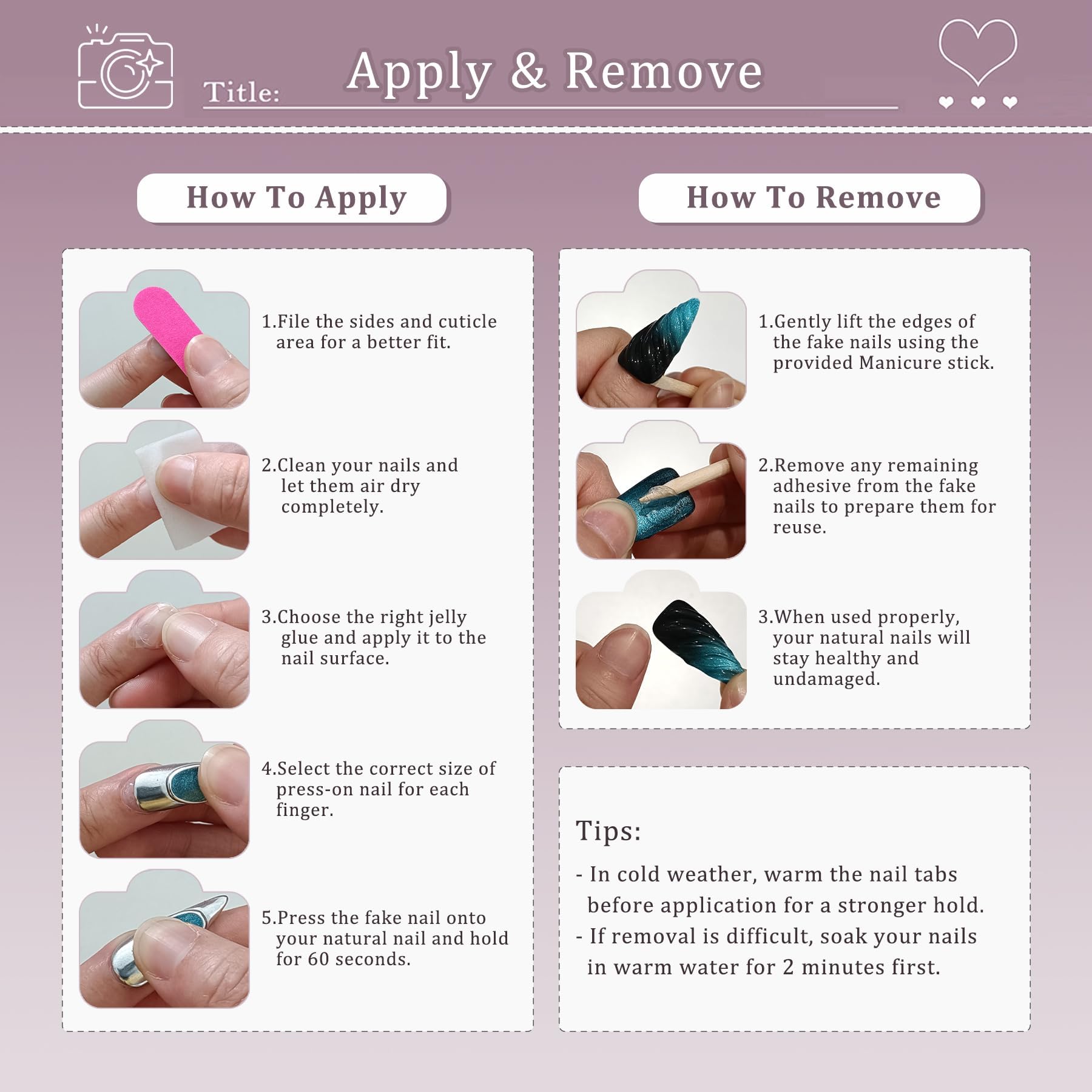Hantyer press on nail kit with included application tools