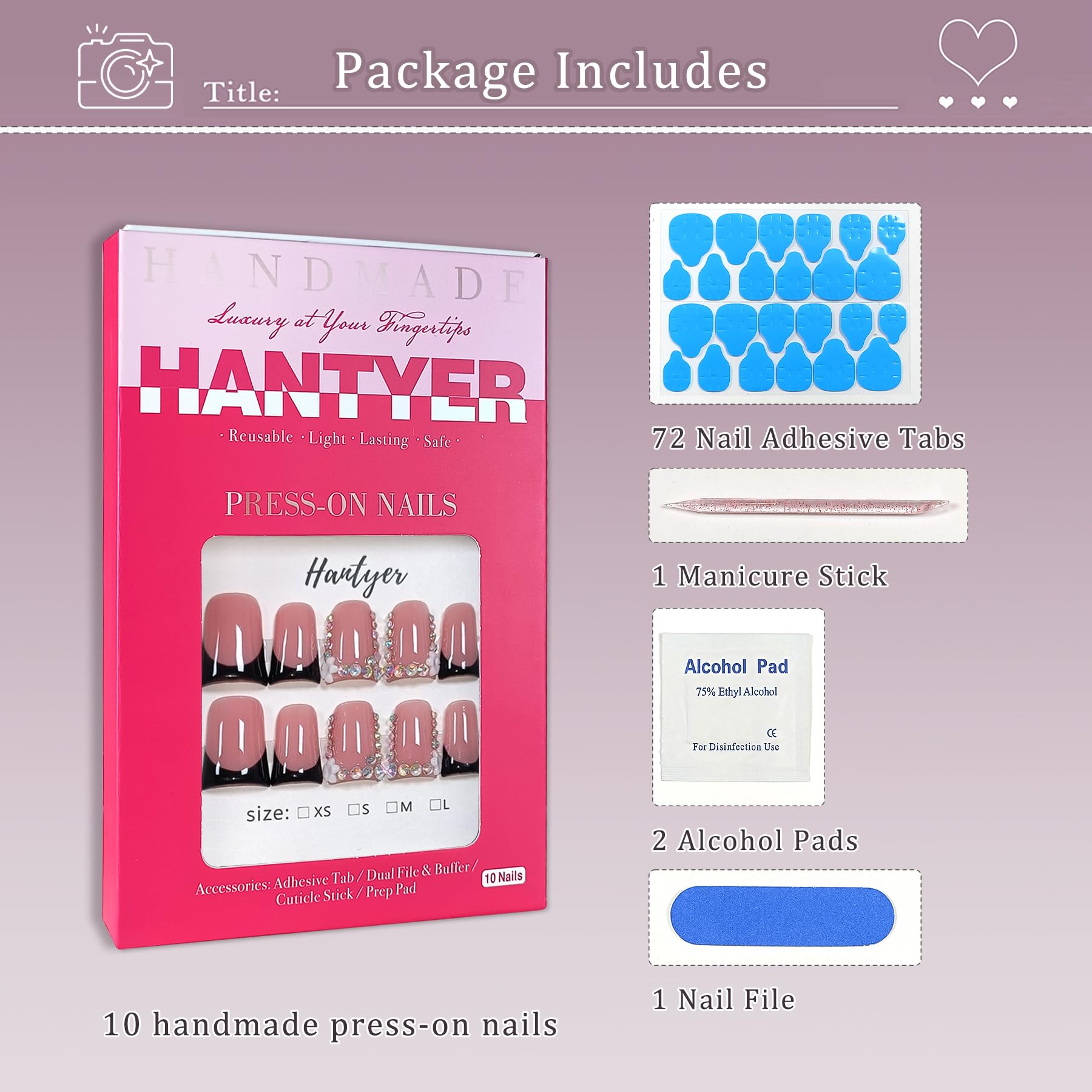 Hantyer reusable gel false nails for special events