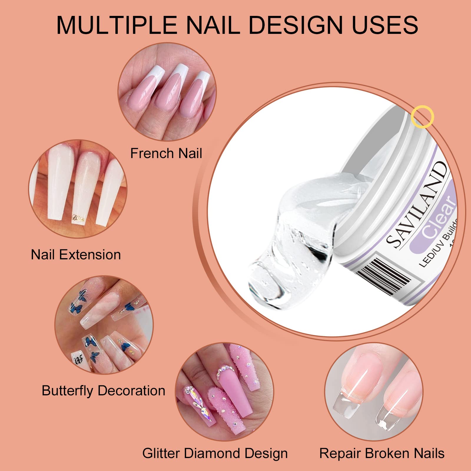 Professional nail brush and 100 piece nail forms included in kit