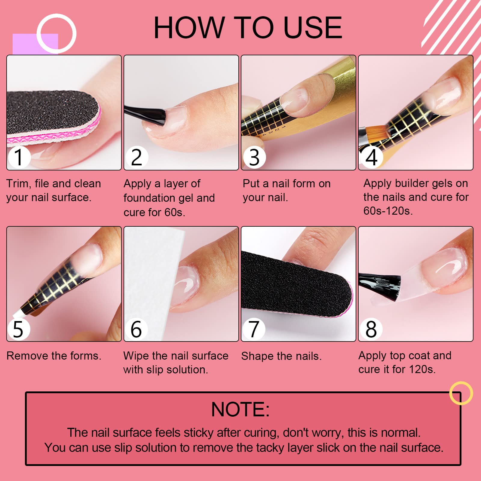 Application of Saviland builder gel on nail form for DIY manicure