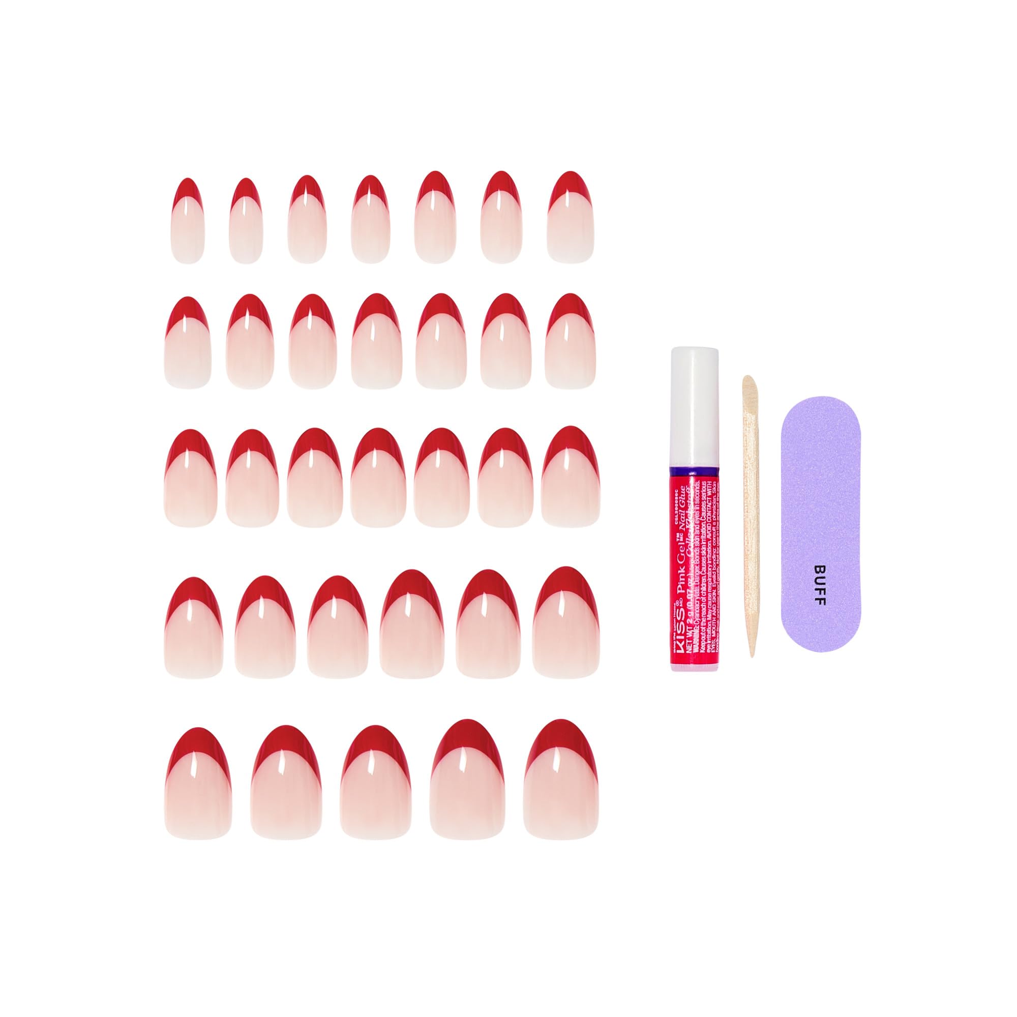 Close up of Kiss Core Optimistic Red manicure
