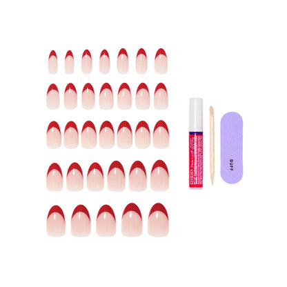 Close up of Kiss Core Optimistic Red manicure