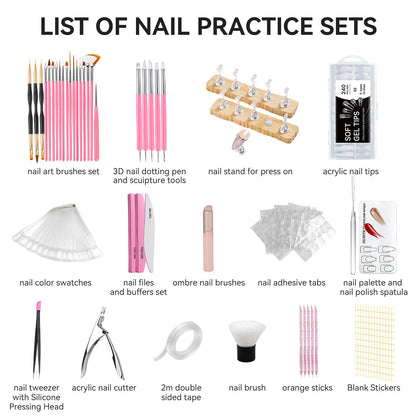 Clear nail tips and manicure tools collection for home salon