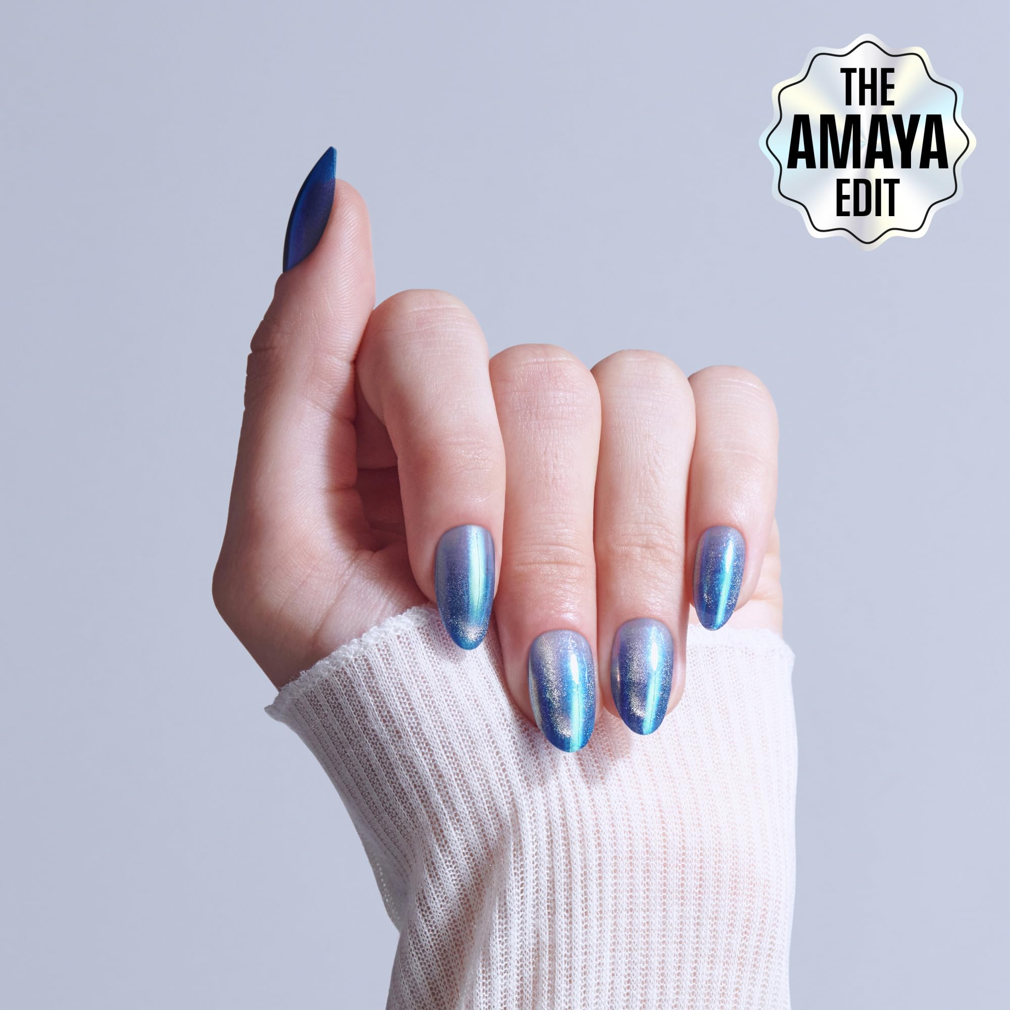 Kiss Glam blue embellished press on nails set with accessories