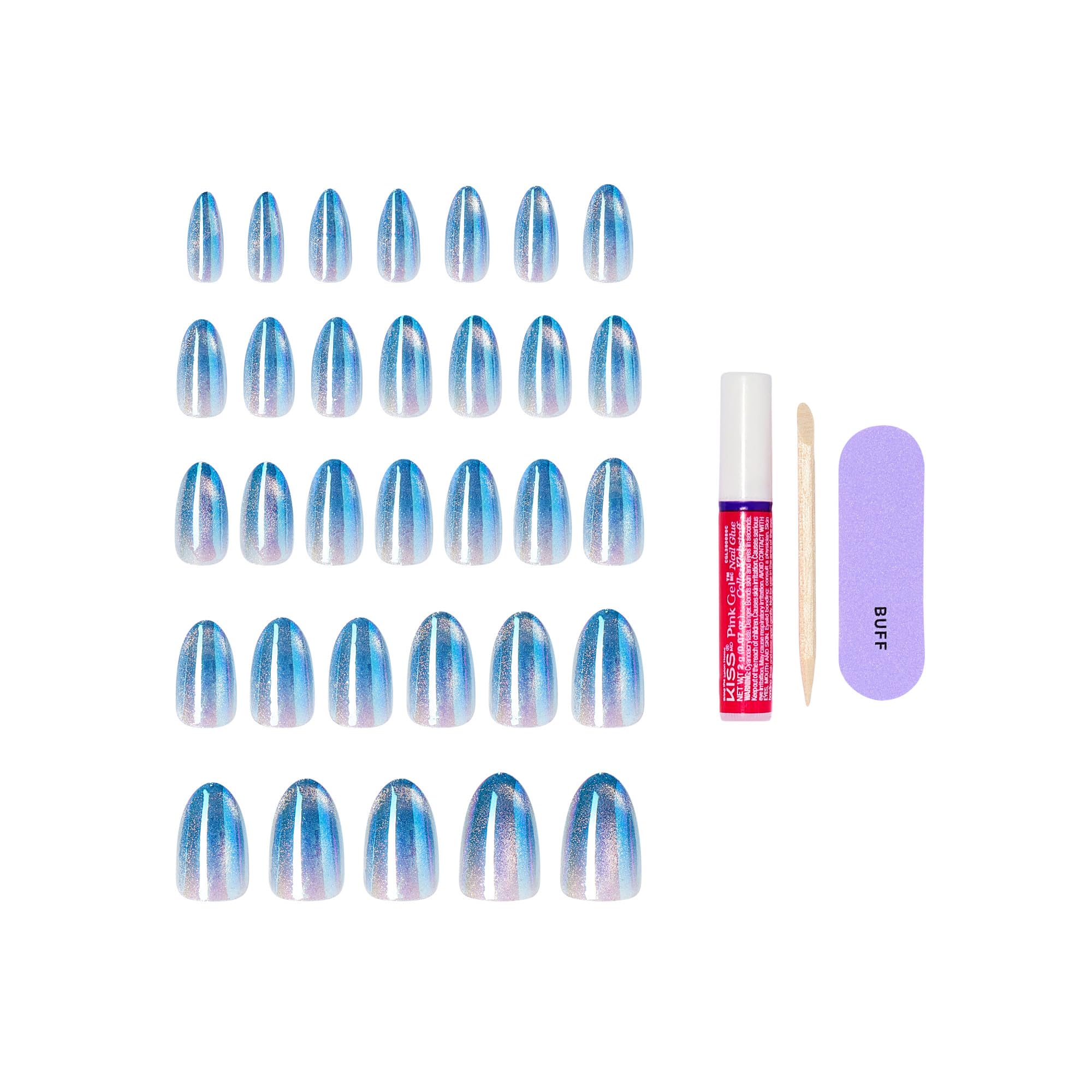 Kiss Glam nail kit including glue and manicure stick