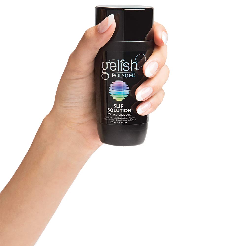 Close up of Gelish PolyGel Natural Clear hybrid formula