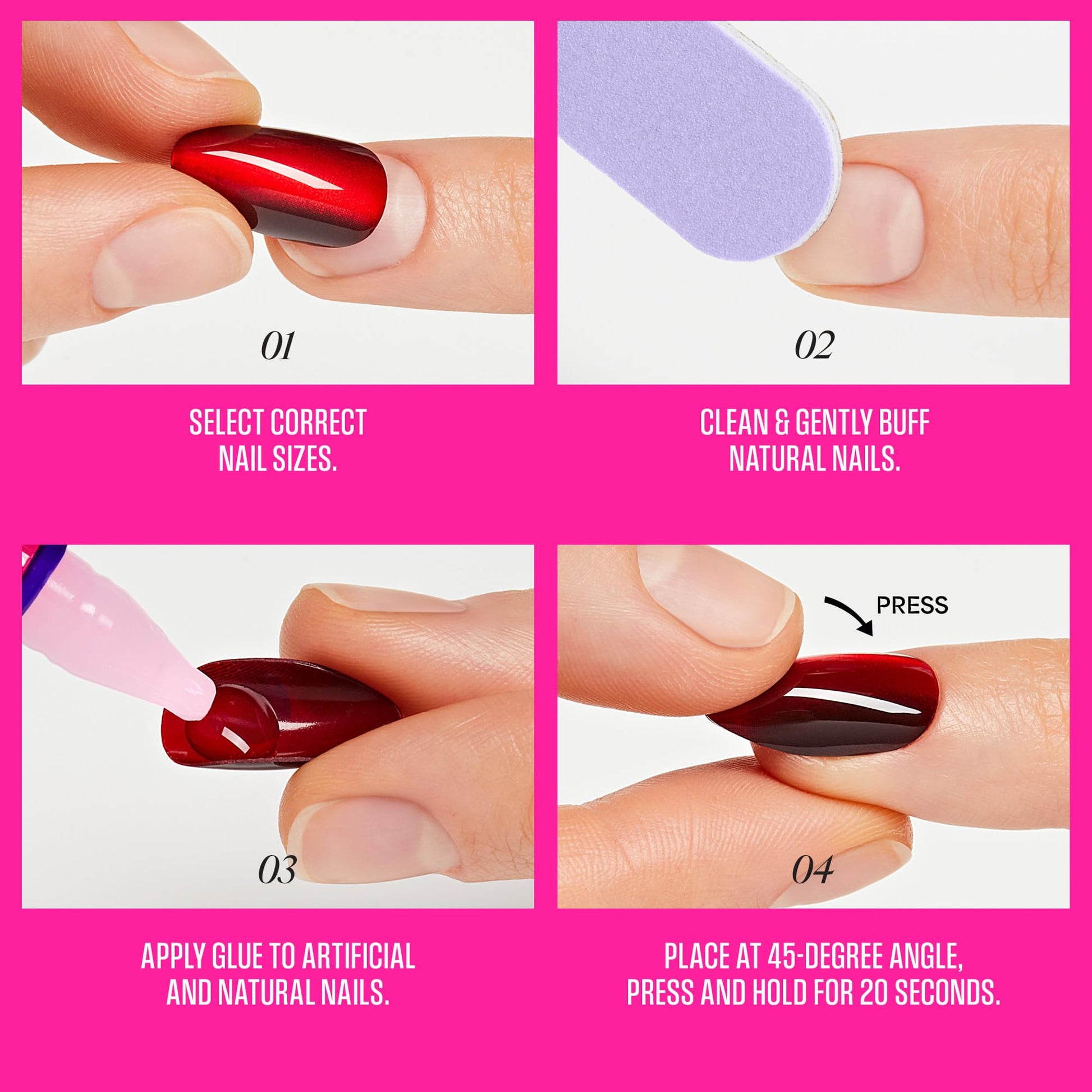 Lifestyle shot of Kiss Love red press on nails