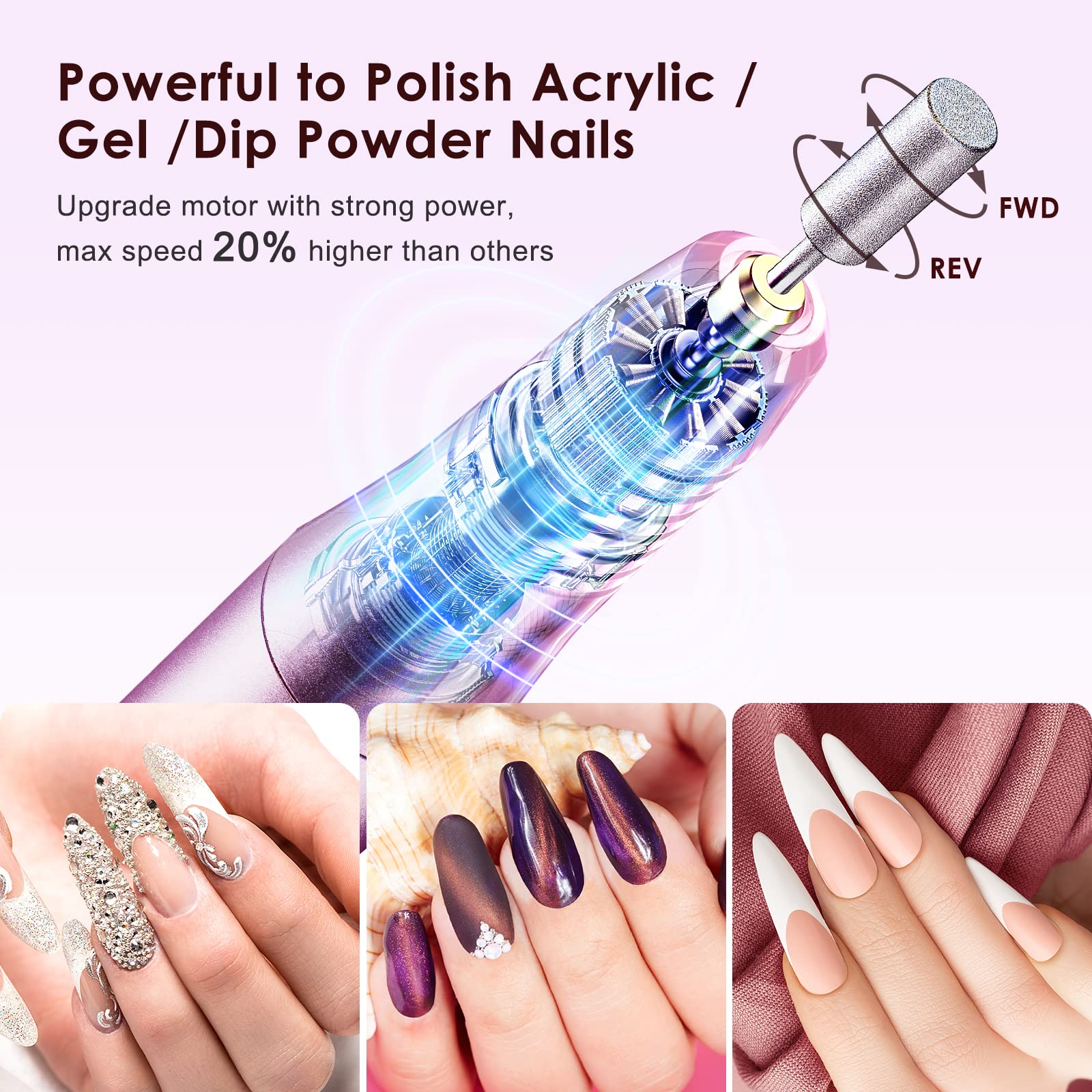 Coslus cordless nail drill in purple colorway