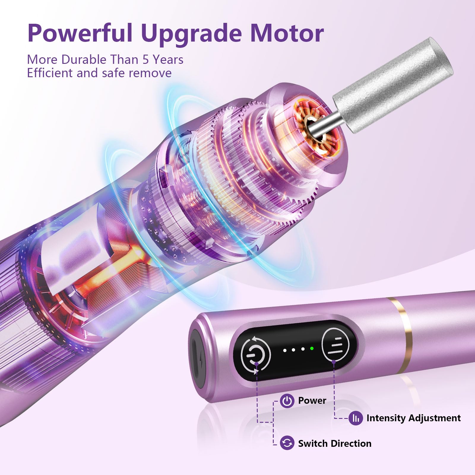 Tuobeo cordless manicure and pedicure tool top view