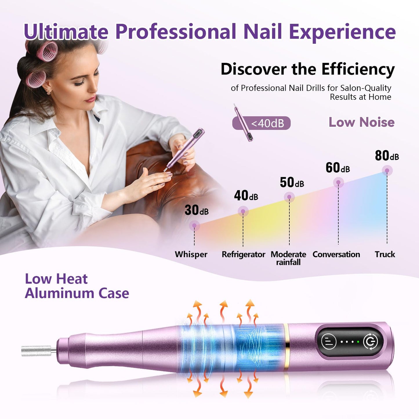 Close up of Tuobeo electric nail drill bit accessories