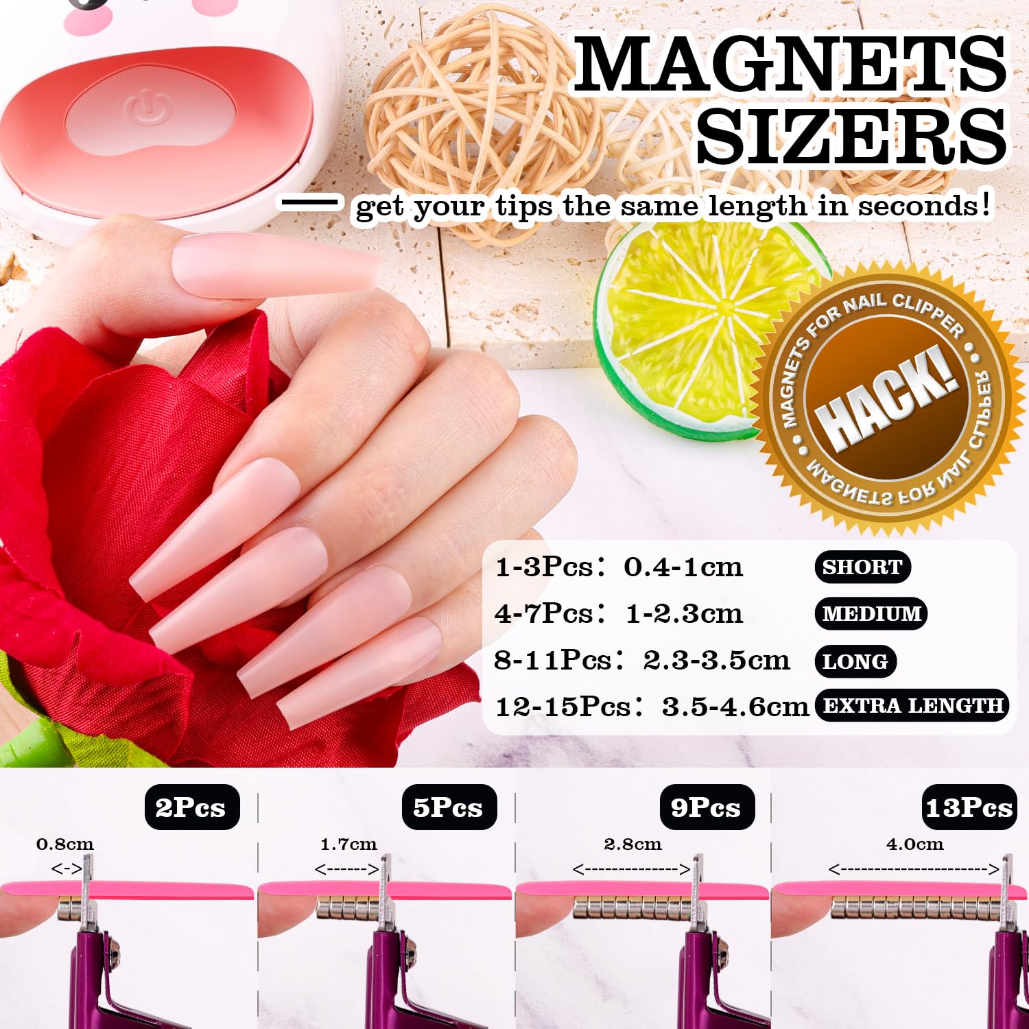 GA&EN nail clipper with 15 magnetic sizer set