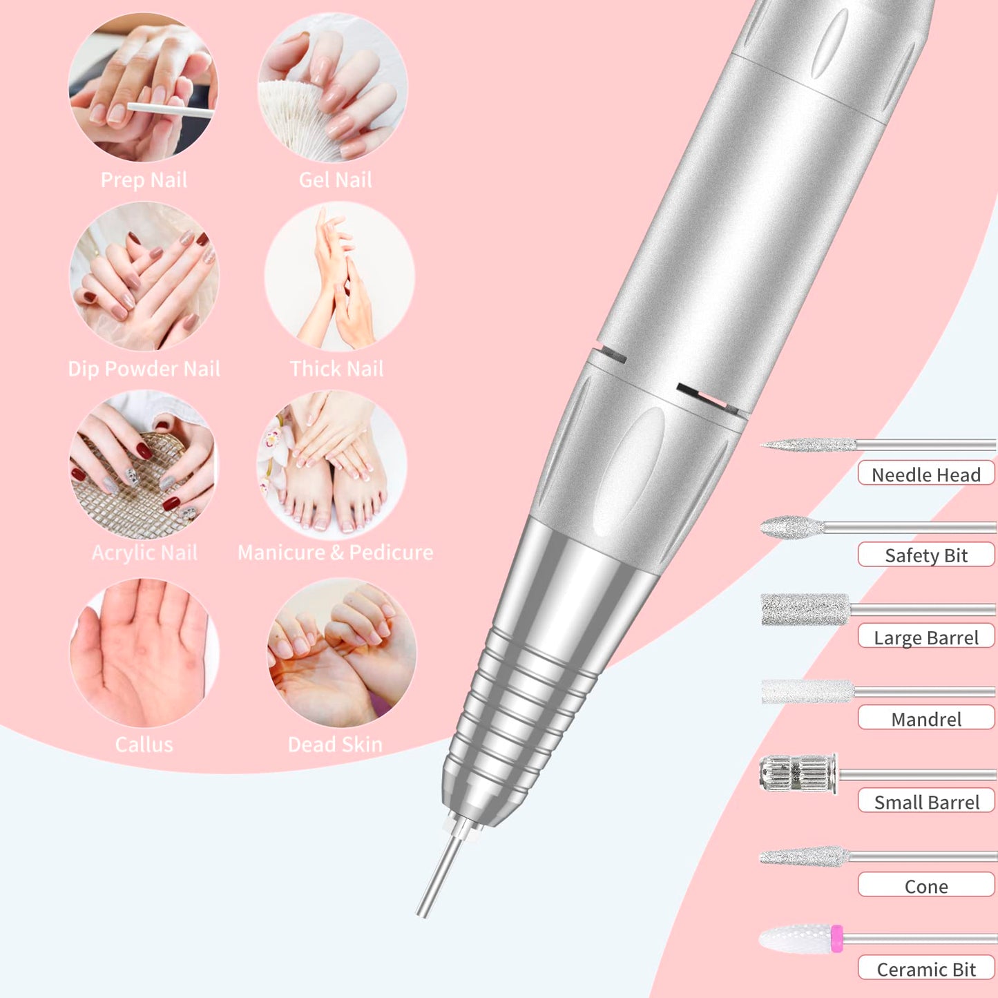 Mocowind rechargeable electric nail file machine with digital display