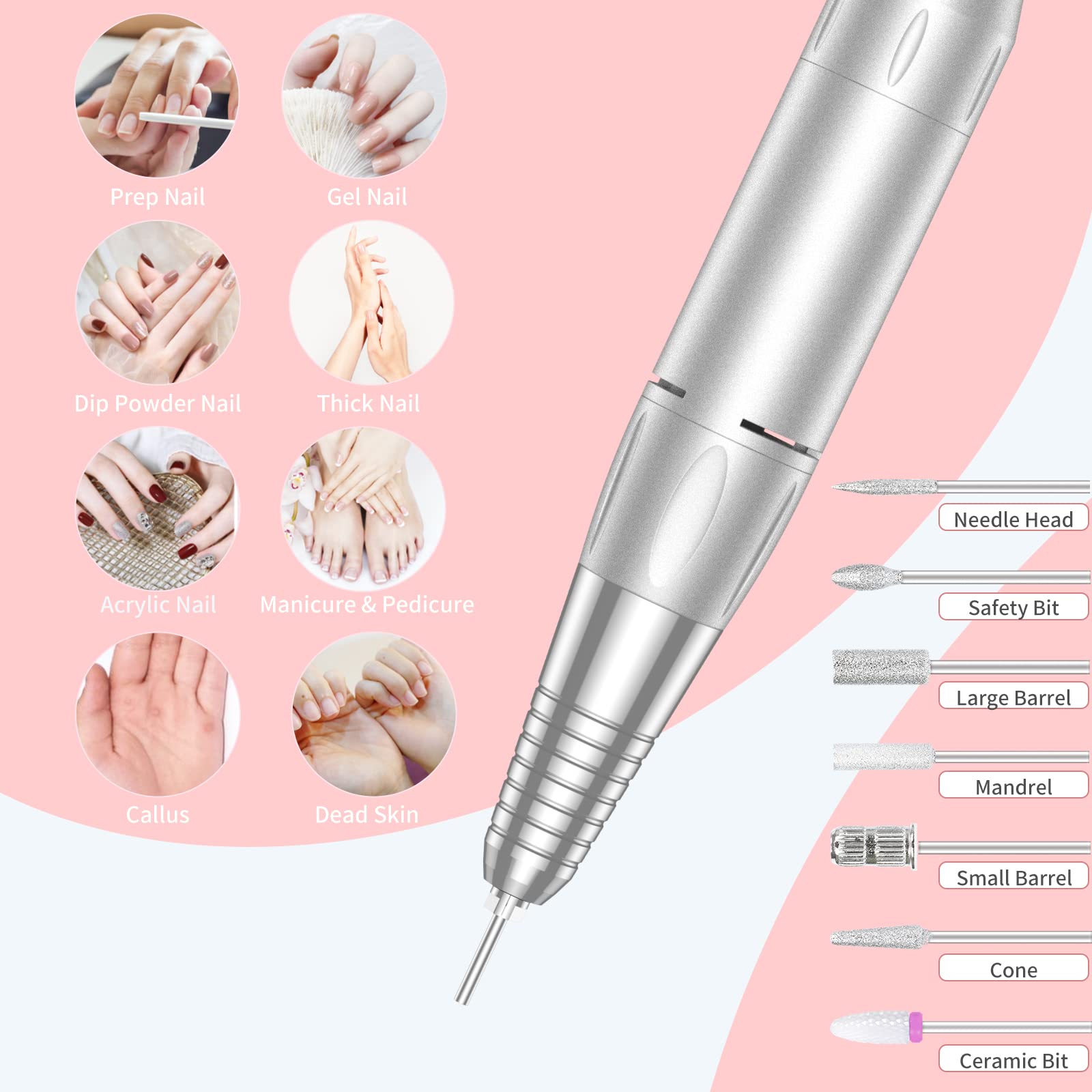 Mocowind rechargeable electric nail file machine with digital display