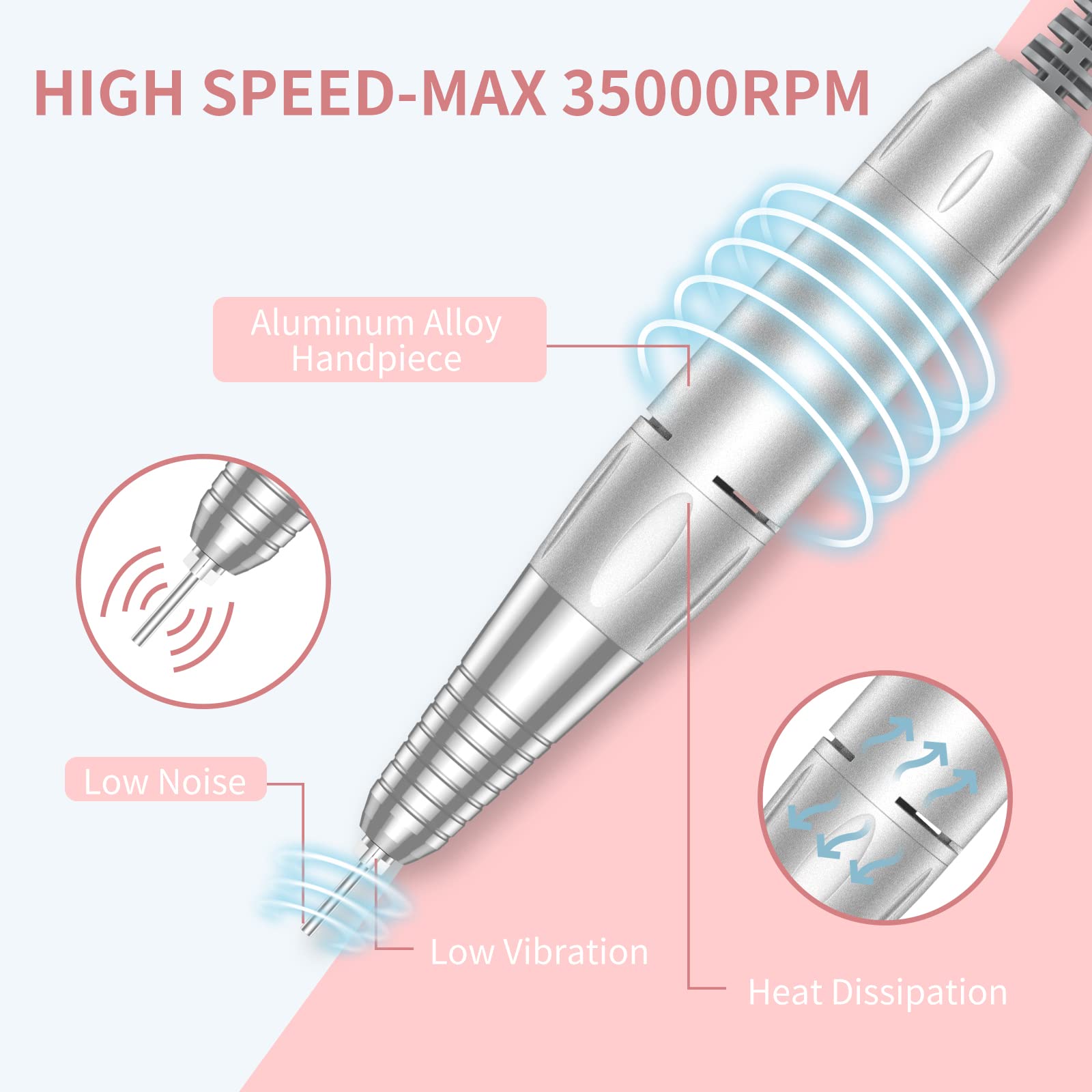 Mocowind nail drill machine showing speed setting display screen