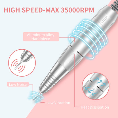 Mocowind nail drill machine showing speed setting display screen