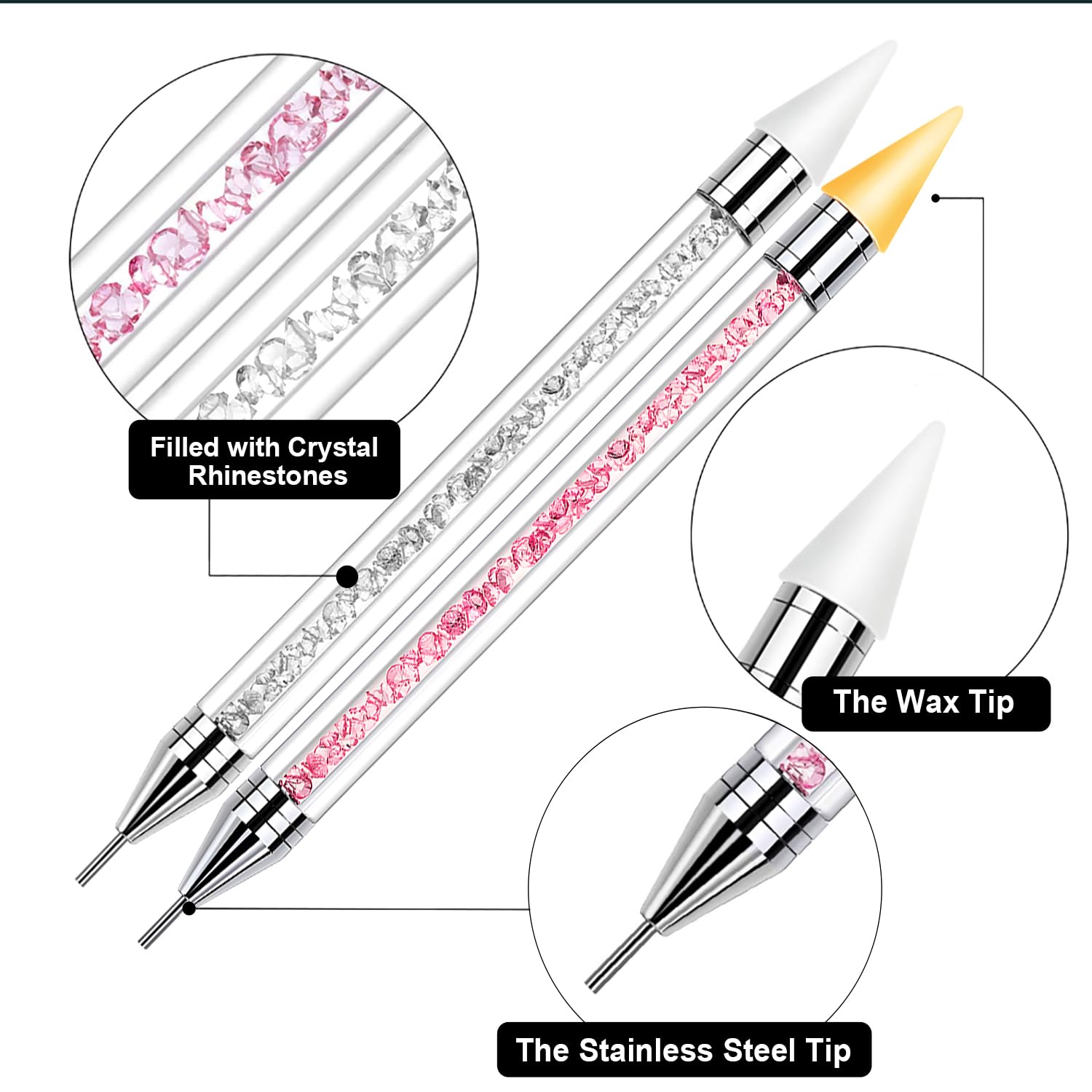 Kaychan rhinestone picker pen set with stainless steel tweezer