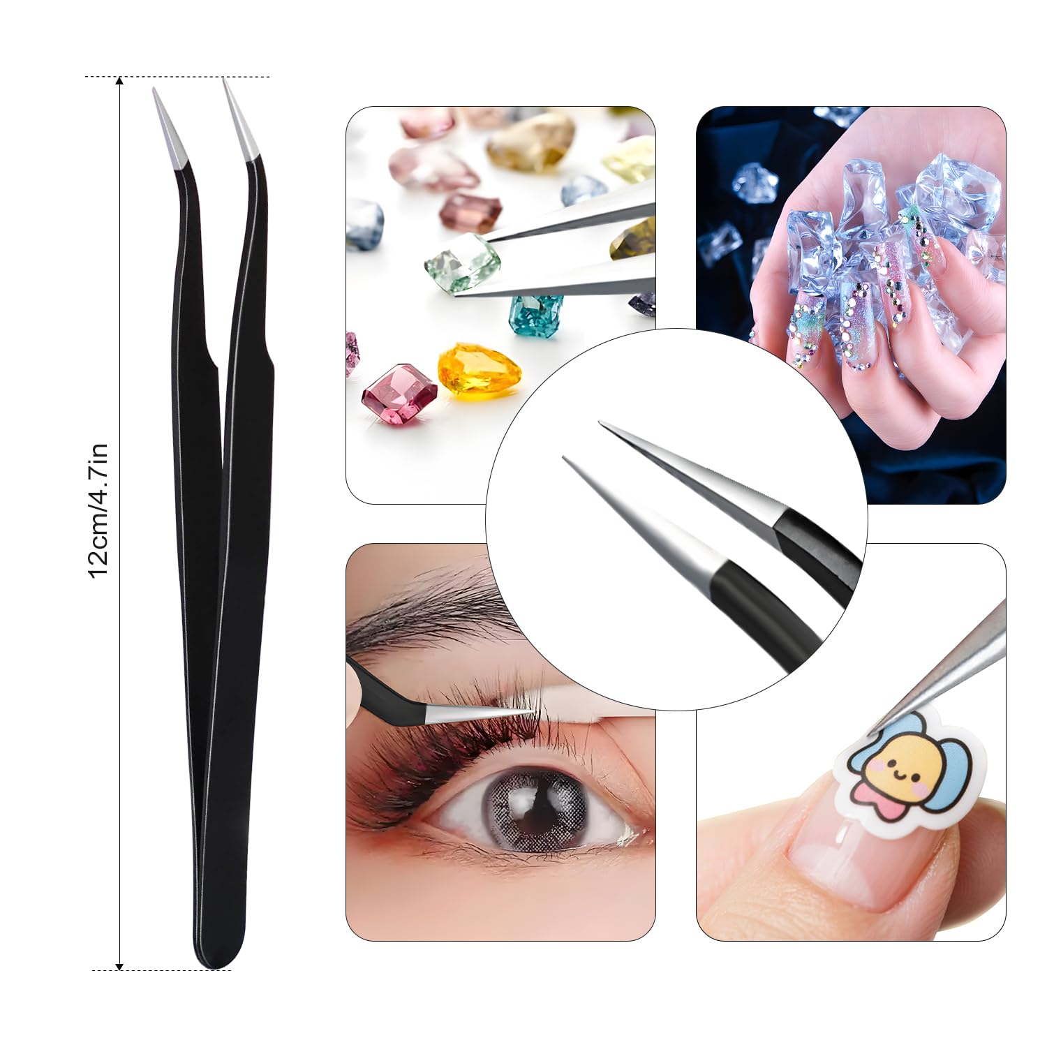 Professional nail art rhinestone picker tools in silver storage box