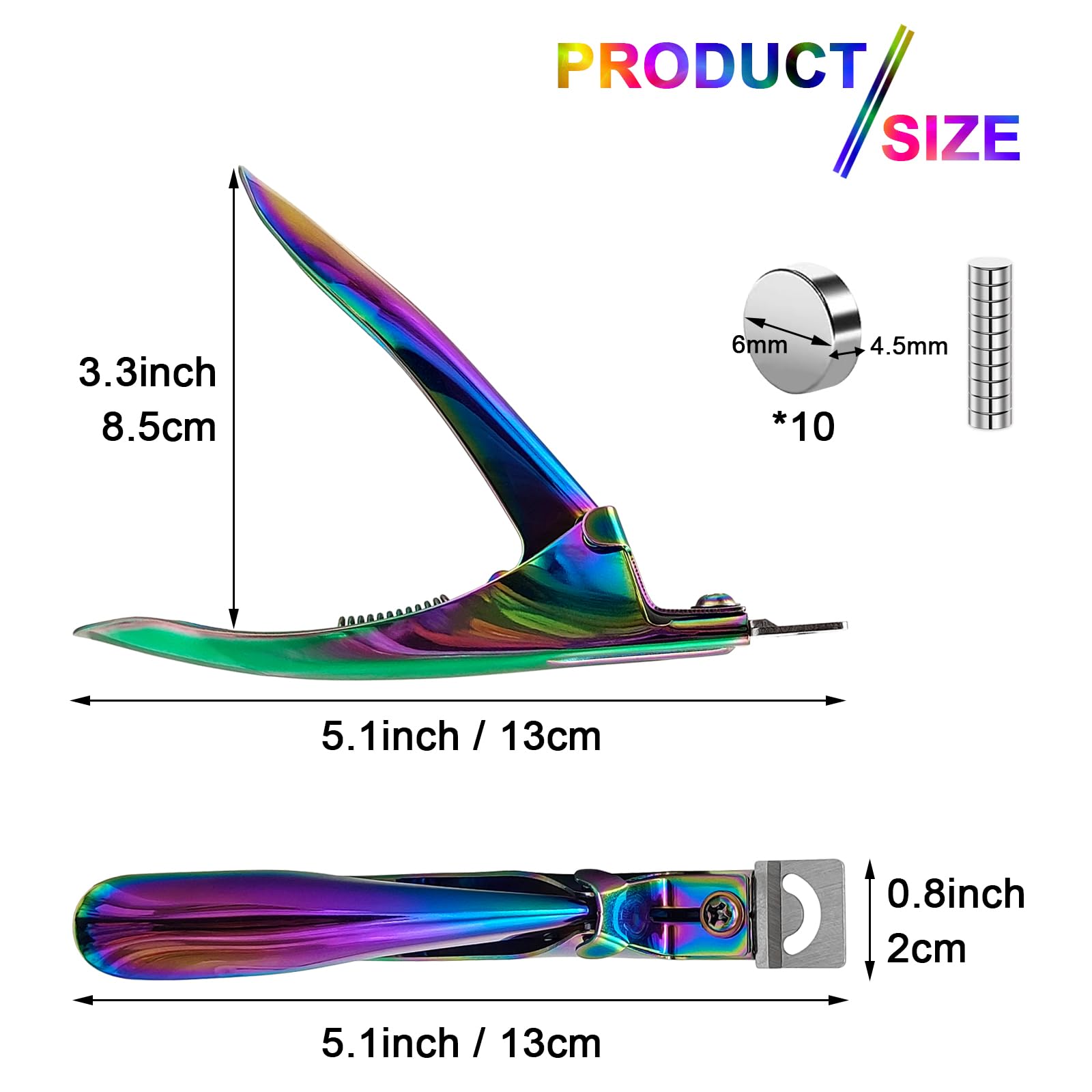 Close up of Scartink nail cutter magnetic sizer