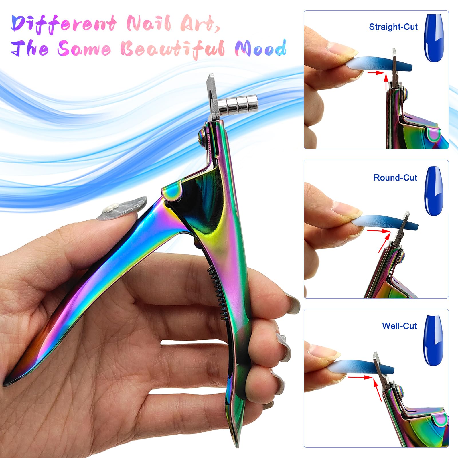 Professional stainless steel nail trimmer cutting acrylic tip