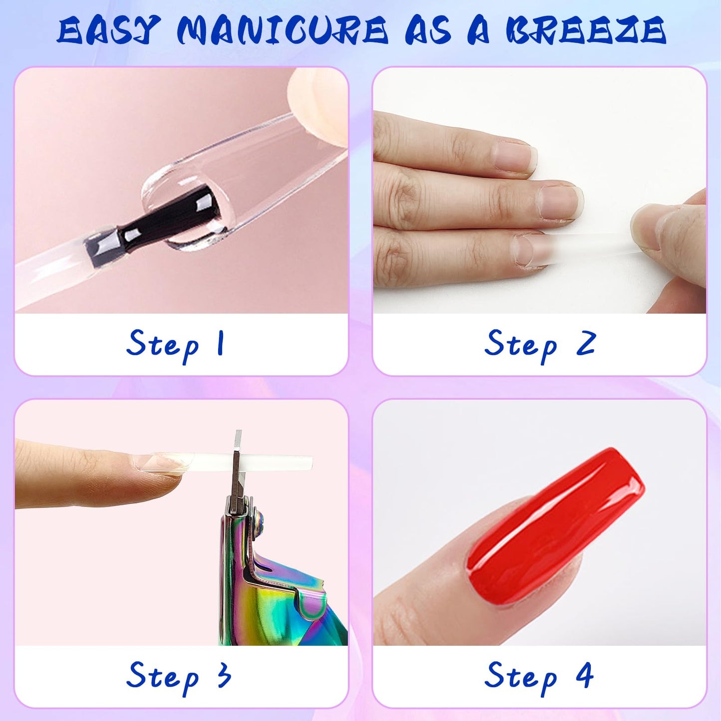 Top down view of rainbow acrylic nail clipper tool