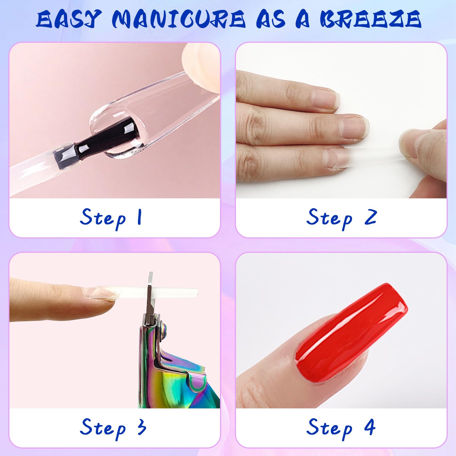 Top down view of rainbow acrylic nail clipper tool