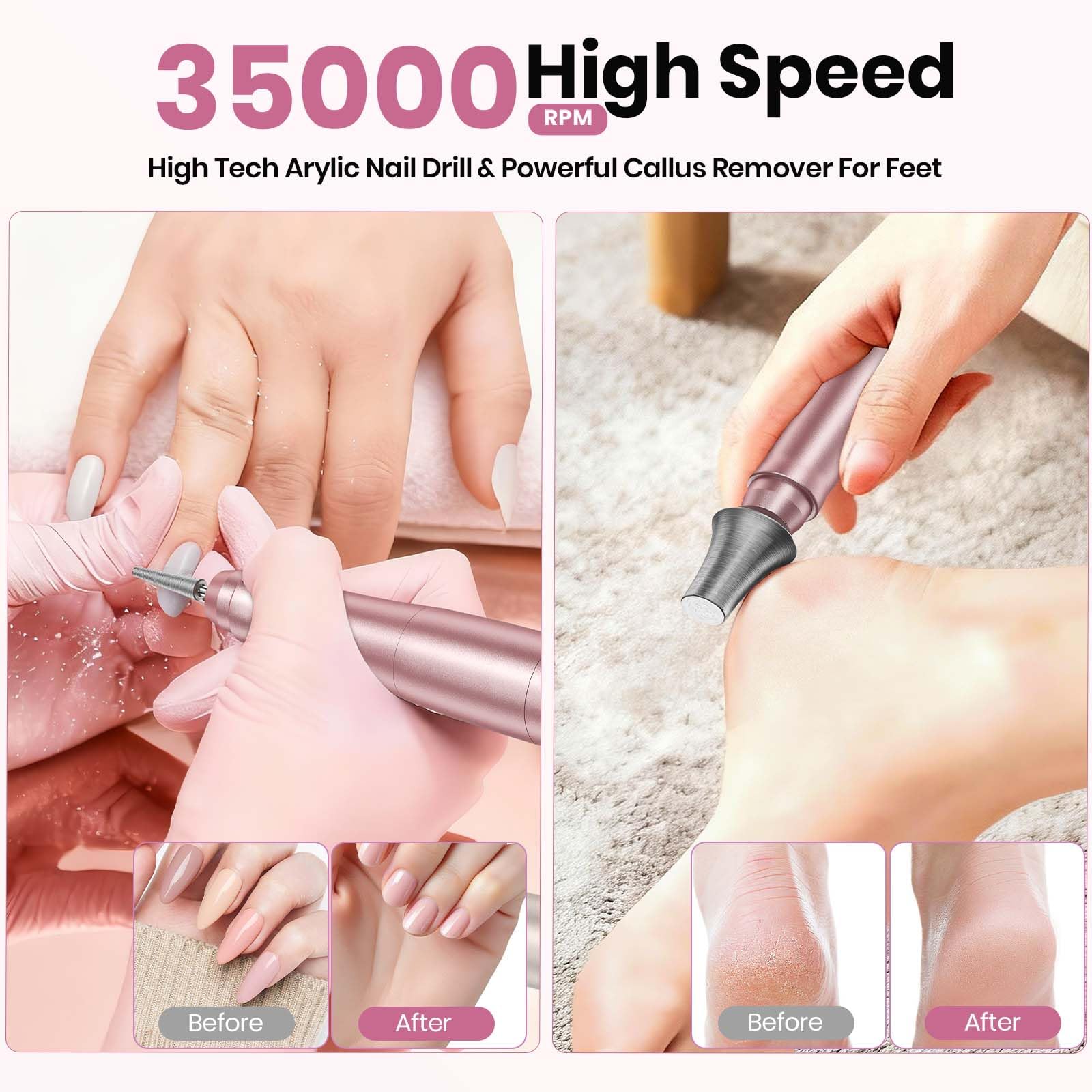 Aomees nail drill kit with interchangeable bits