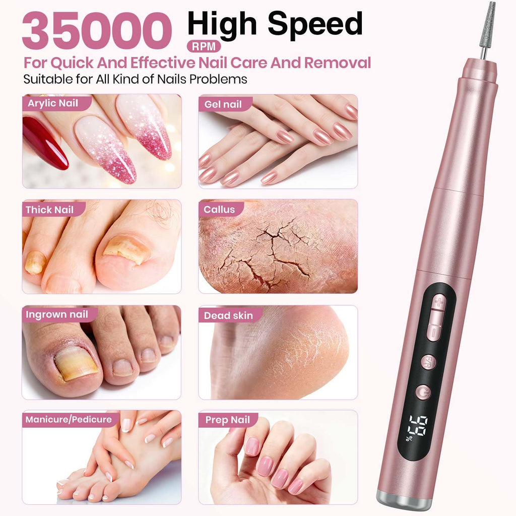 Demonstration of sanding bands attached to the electric nail drill spindle.