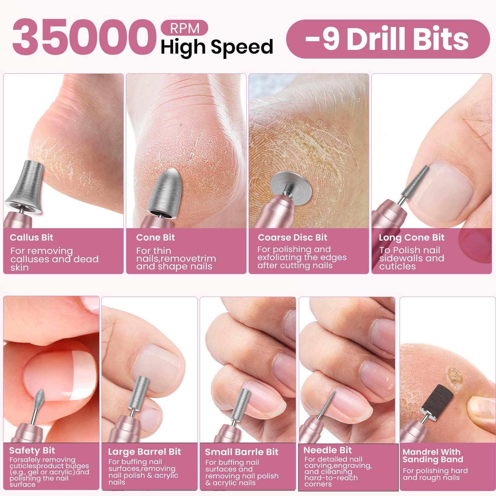 Aomees portable nail drill showing compact design