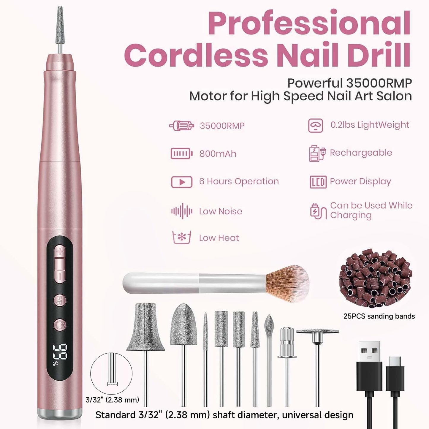 Aomees electric pedicure tool with sanding bands