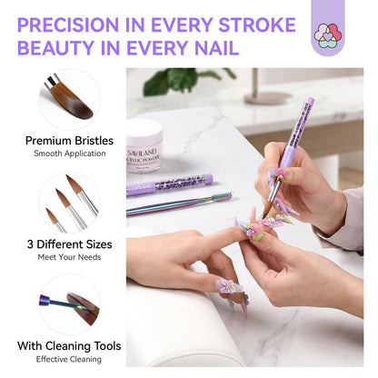 Purple ergonomic handle detail of Saviland nail brush